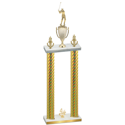 Double Gold Carbon Fiber Fourth Place Golf Trophy