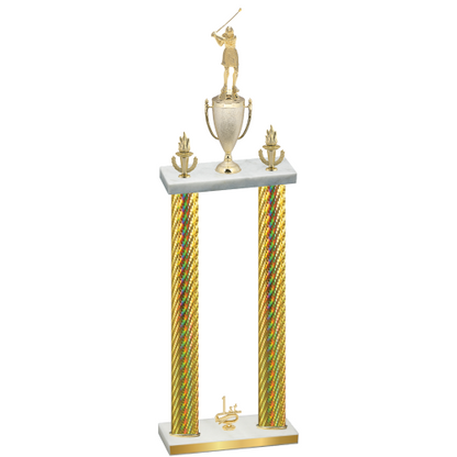 Double Gold Carbon Fiber First Place Golf Trophy