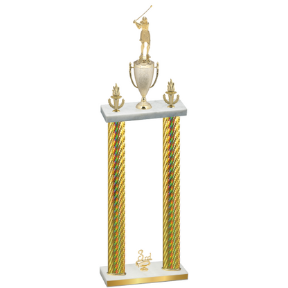 Double Gold Carbon Fiber Third Place Golf Trophy