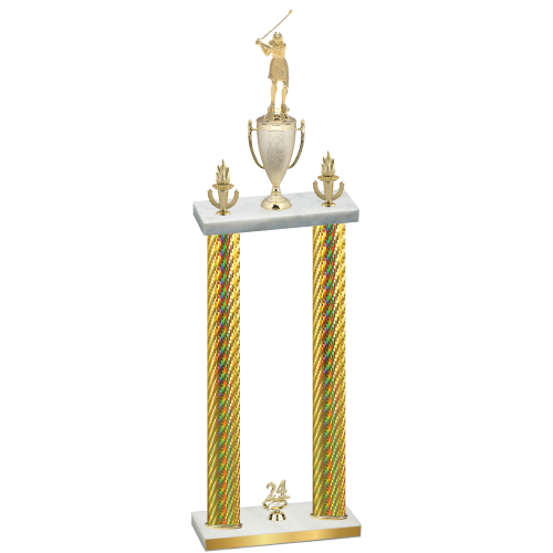 Double Gold Carbon Fiber Year Golf Trophy