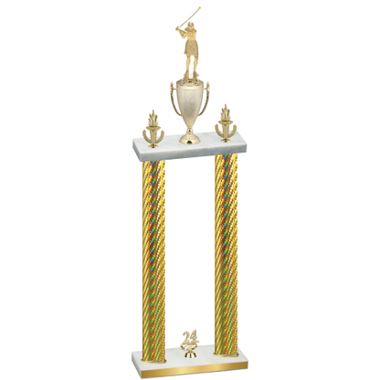 Double Gold Carbon Fiber Year Golf Trophy