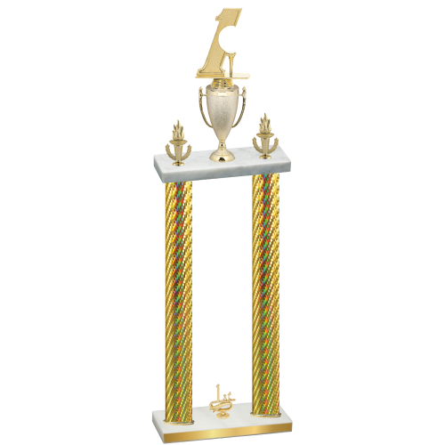 Double Gold Carbon Fiber First Place Golf Trophy