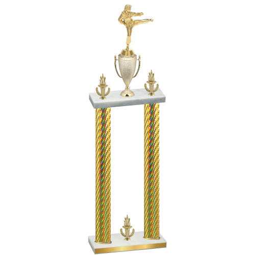 Double Gold Carbon Fiber Victory Karate Trophy