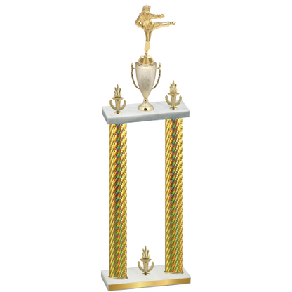 Double Gold Carbon Fiber Victory Karate Trophy