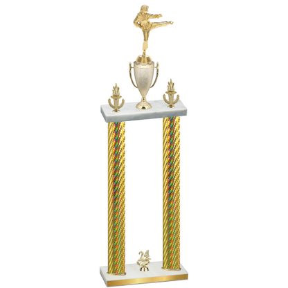 Double Gold Carbon Fiber Year Karate Trophy