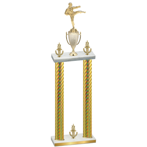 Double Gold Carbon Fiber Victory Karate Trophy