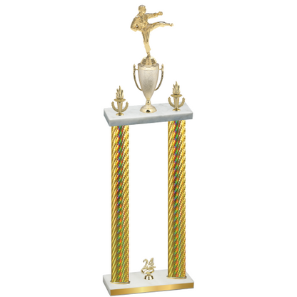 Double Gold Carbon Fiber Year Karate Trophy