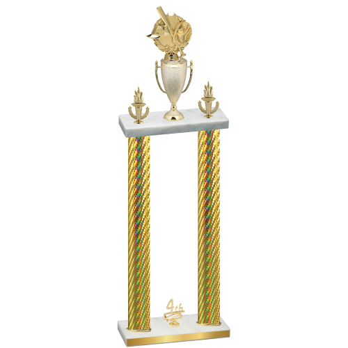 Double Gold Carbon Fiber Fourth Place Baseball Trophy