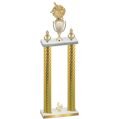 Double Gold Carbon Fiber Fourth Place Baseball Trophy