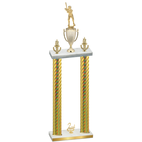 Double Gold Carbon Fiber Second Place Baseball Trophy