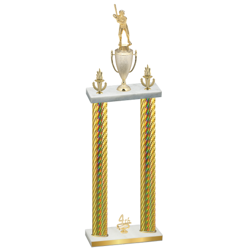 Double Gold Carbon Fiber Fourth Place Baseball Trophy