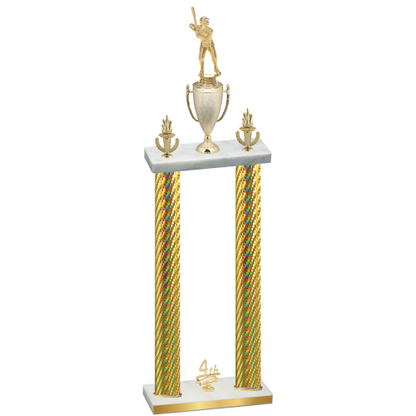 Double Gold Carbon Fiber Fourth Place Baseball Trophy