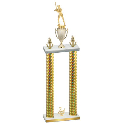 Double Gold Carbon Fiber Second Place Softball Trophy