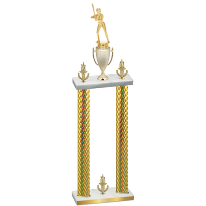 Double Gold Carbon Fiber Victory Softball Trophy