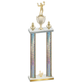 Double Silver Glacier Third Place Volleyball Trophy