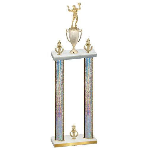 Double Silver Glacier Victory Volleyball Trophy