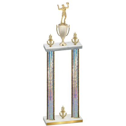 Double Silver Glacier Victory Volleyball Trophy