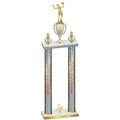 Double Silver Glacier Third Place Volleyball Trophy