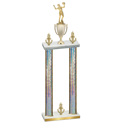 Double Silver Glacier Victory Volleyball Trophy