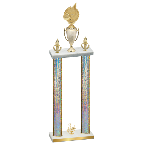 Double Silver Glacier Third Place Volleyball Trophy