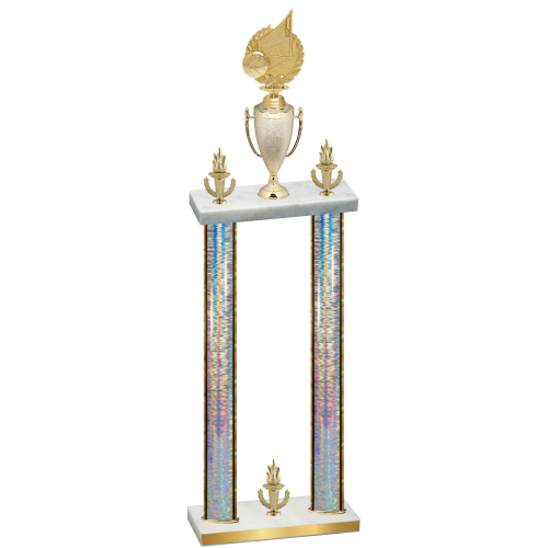 Double Silver Glacier Victory Volleyball Trophy