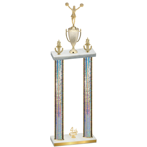 Double Silver Glacier Fourth Place Cheerleading Trophy