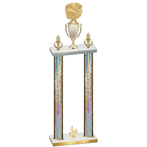 Double Silver Glacier Fourth Place Cheerleading Trophy