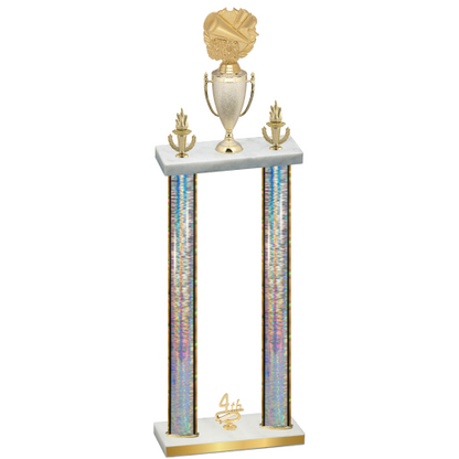 Double Silver Glacier Fourth Place Cheerleading Trophy