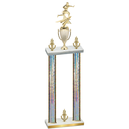 Double Silver Glacier Victory Flag Football Trophy
