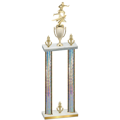 Double Silver Glacier Victory Flag Football Trophy