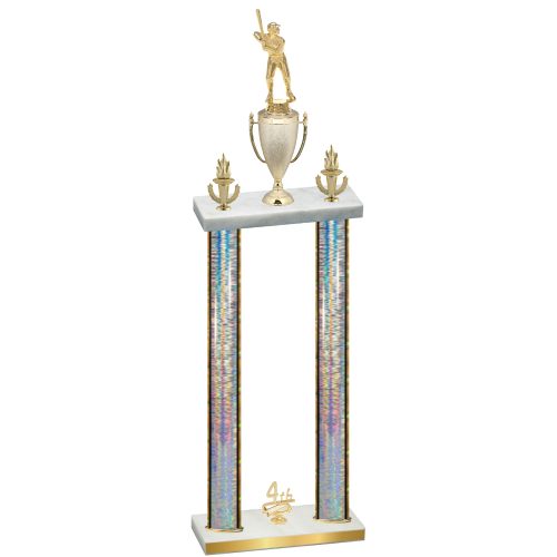 Double Silver Glacier Fourth Place Baseball Trophy