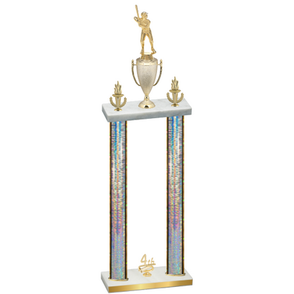 Double Silver Glacier Fourth Place Baseball Trophy
