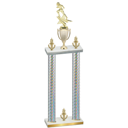 Double Silver Carbon Fiber Victory Football Trophy