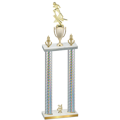 Double Silver Carbon Fiber Year Football Trophy