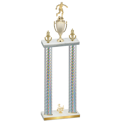 Double Silver Carbon Fiber Third Place Soccer Trophy
