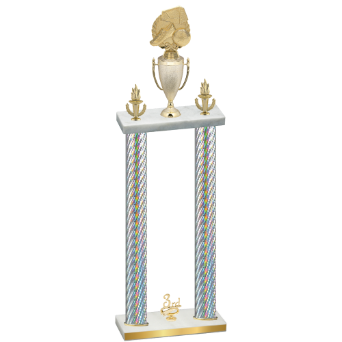 Double Silver Carbon Fiber Third Place Soccer Trophy