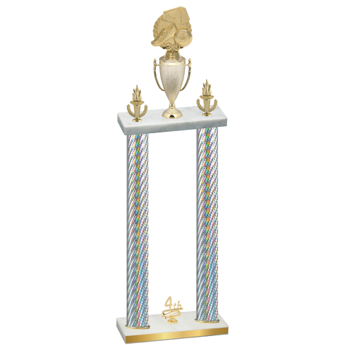 Double Silver Carbon Fiber Fourth Place Soccer Trophy