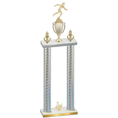 Double Silver Carbon Fiber Third Place Running Trophy