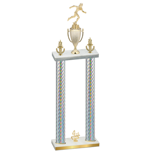 Double Silver Carbon Fiber Fourth Place Running Trophy