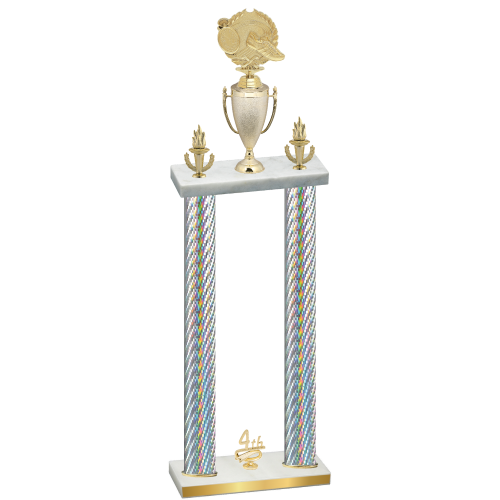 Double Silver Carbon Fiber Fourth Place Running Trophy