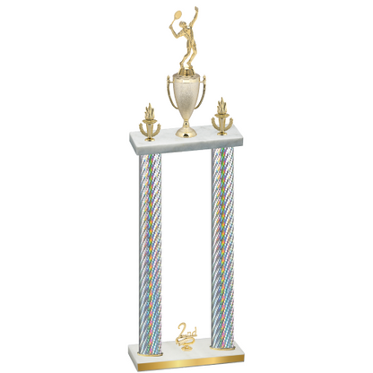 Double Silver Carbon Fiber Second Place Tennis Trophy