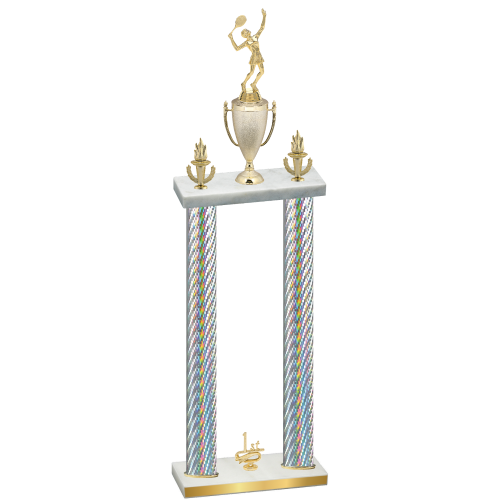 Double Silver Carbon Fiber First Place Tennis Trophy