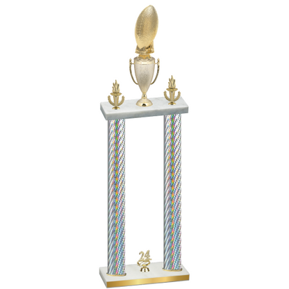 Double Silver Carbon Fiber Year Football Trophy