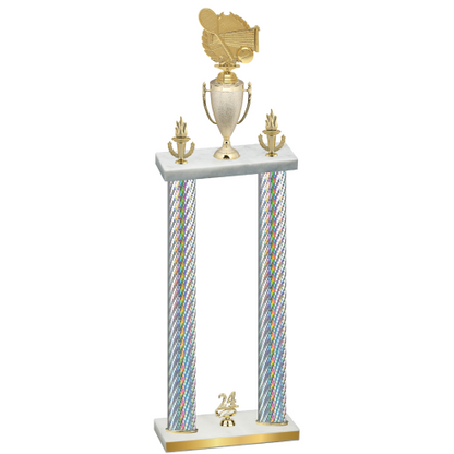 Double Silver Carbon Fiber Year Tennis Trophy