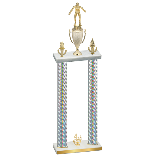 Double Silver Carbon Fiber Fourth Place Wrestling Trophy