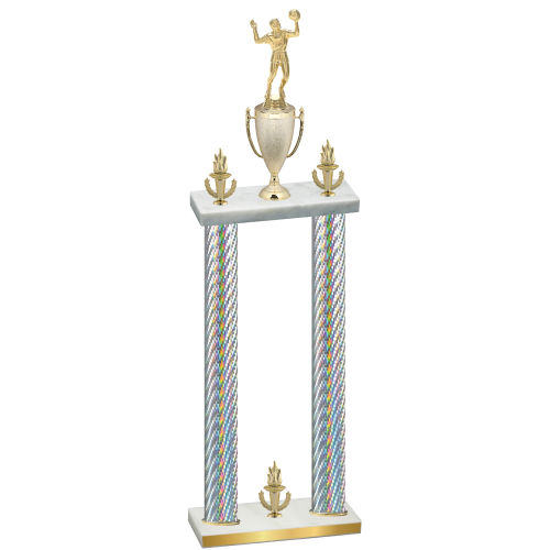 Double Silver Carbon Fiber Victory Volleyball Trophy