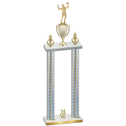 Double Silver Carbon Fiber Year Volleyball Trophy