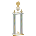 Double Silver Carbon Fiber First Place Volleyball Trophy