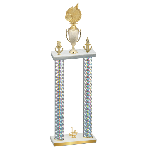 Double Silver Carbon Fiber First Place Volleyball Trophy