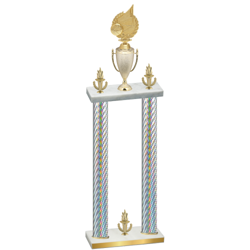 Double Silver Carbon Fiber Victory Volleyball Trophy